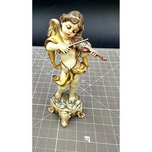 Vintage Fontanini Depose Italy Angel Cherub Cupid Playing Violin Figurine signed